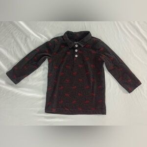 Hatley Dark Gray Polo with Red Moose Pattern